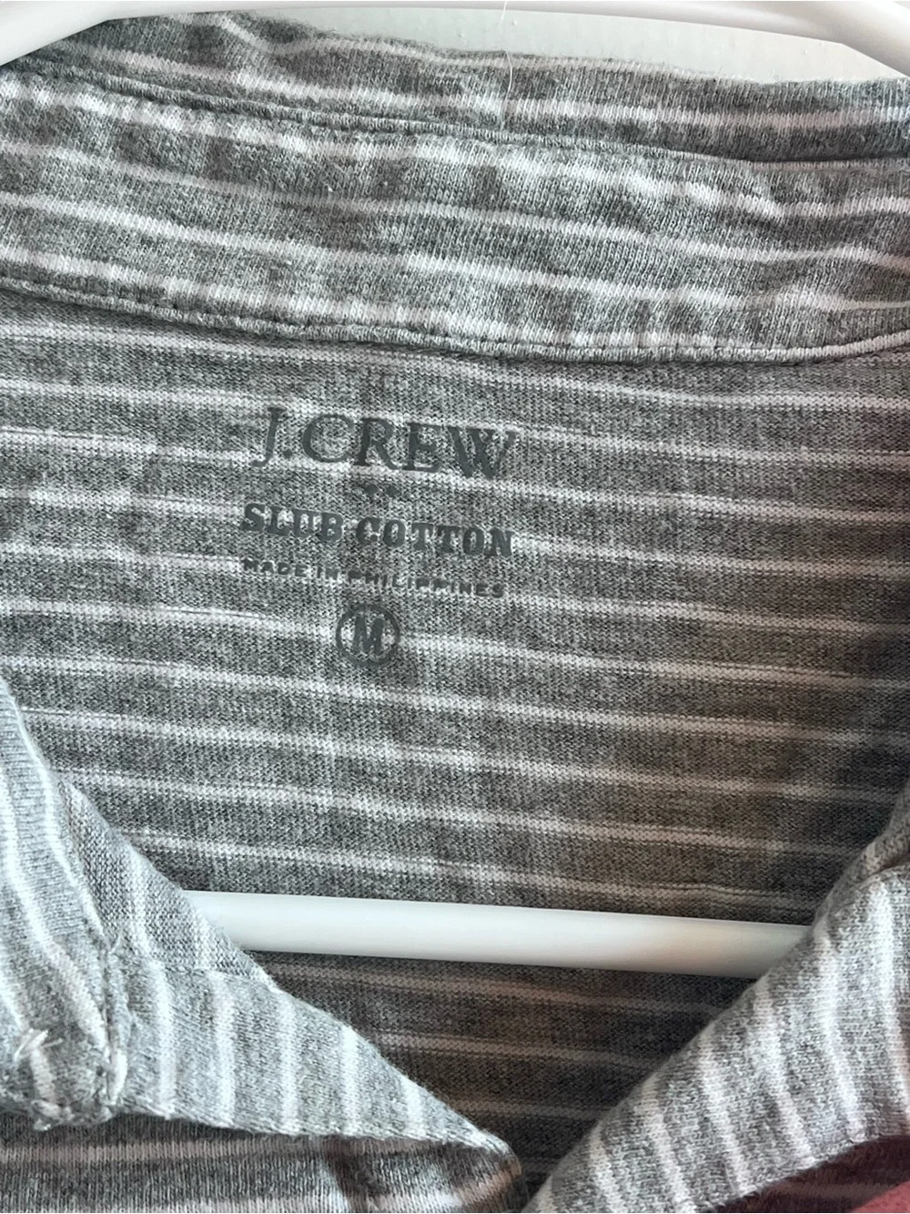 2 J. Crew Men’s Polos in Salmon and Black and White Stripe with Chest Pocket